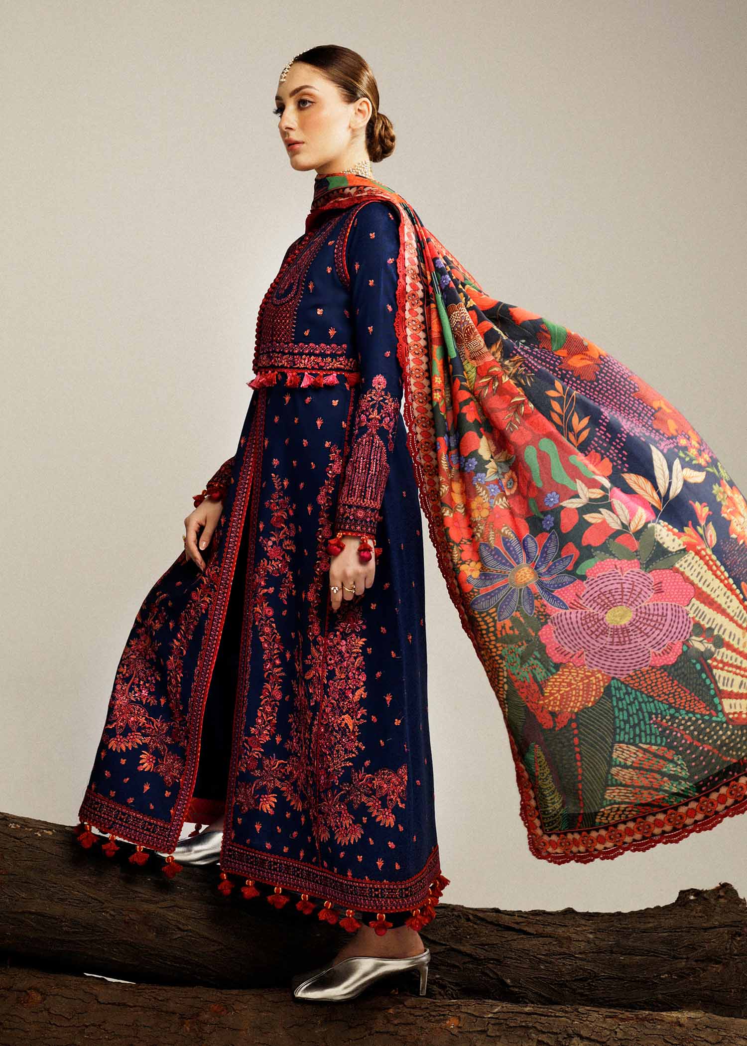 Hussain Rehar | Winter Shawl Khaddar 23 | Cerulean - Official Hussain Rehar stockist in UK - Sakeena London