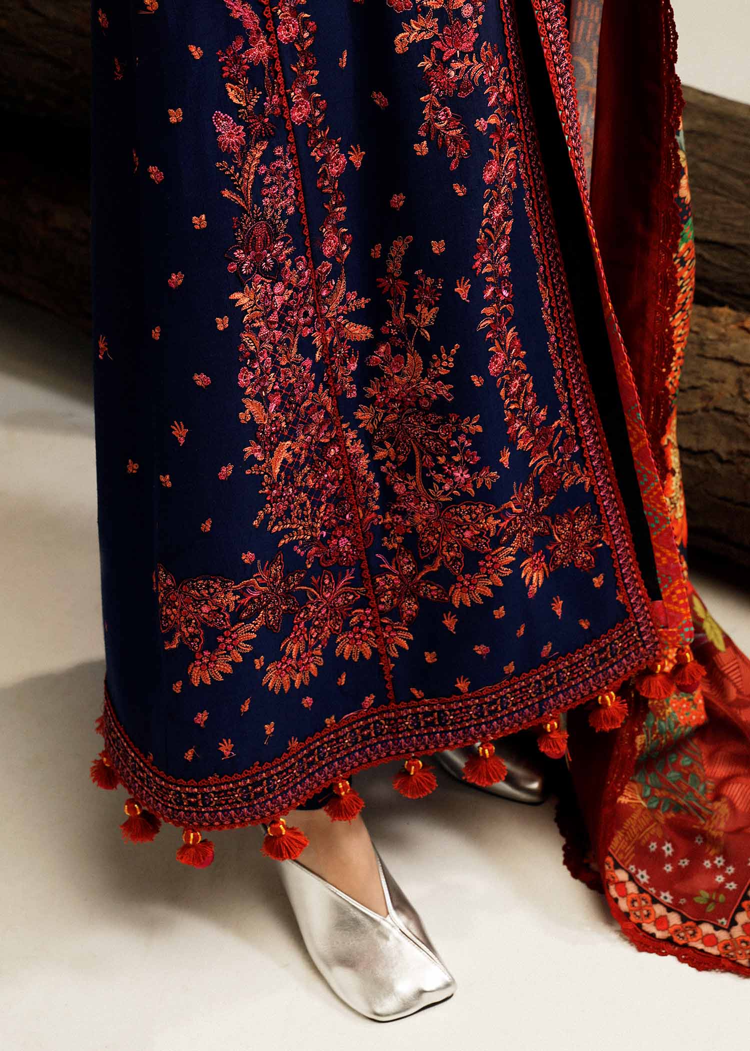 Hussain Rehar | Winter Shawl Khaddar 23 | Cerulean - Official Hussain Rehar stockist in UK - Sakeena London