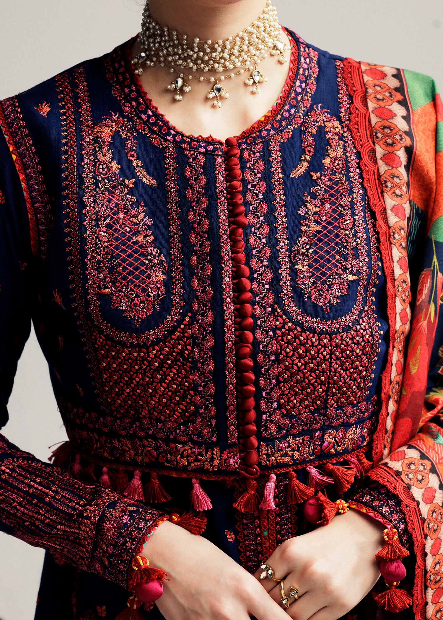 Hussain Rehar | Winter Shawl Khaddar 23 | Cerulean - Official Hussain Rehar stockist in UK - Sakeena London