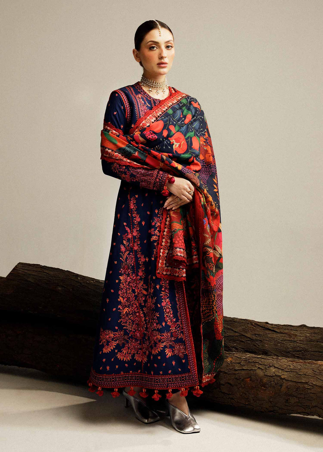 Hussain Rehar | Winter Shawl Khaddar 23 | Cerulean - Official Hussain Rehar stockist in UK - Sakeena London