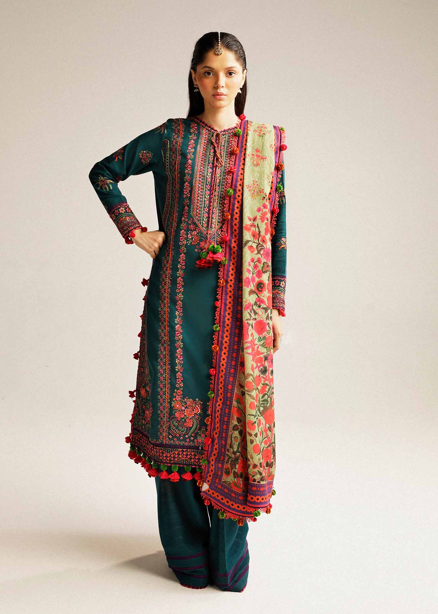 Hussain Rehar | Winter Shawl Khaddar 23 | Teal - Official Hussain Rehar stockist in UK - Sakeena London