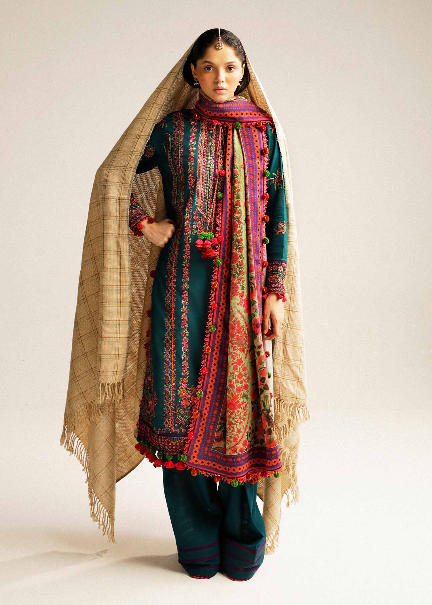 Hussain Rehar | Winter Shawl Khaddar 23 | Teal - Official Hussain Rehar stockist in UK - Sakeena London