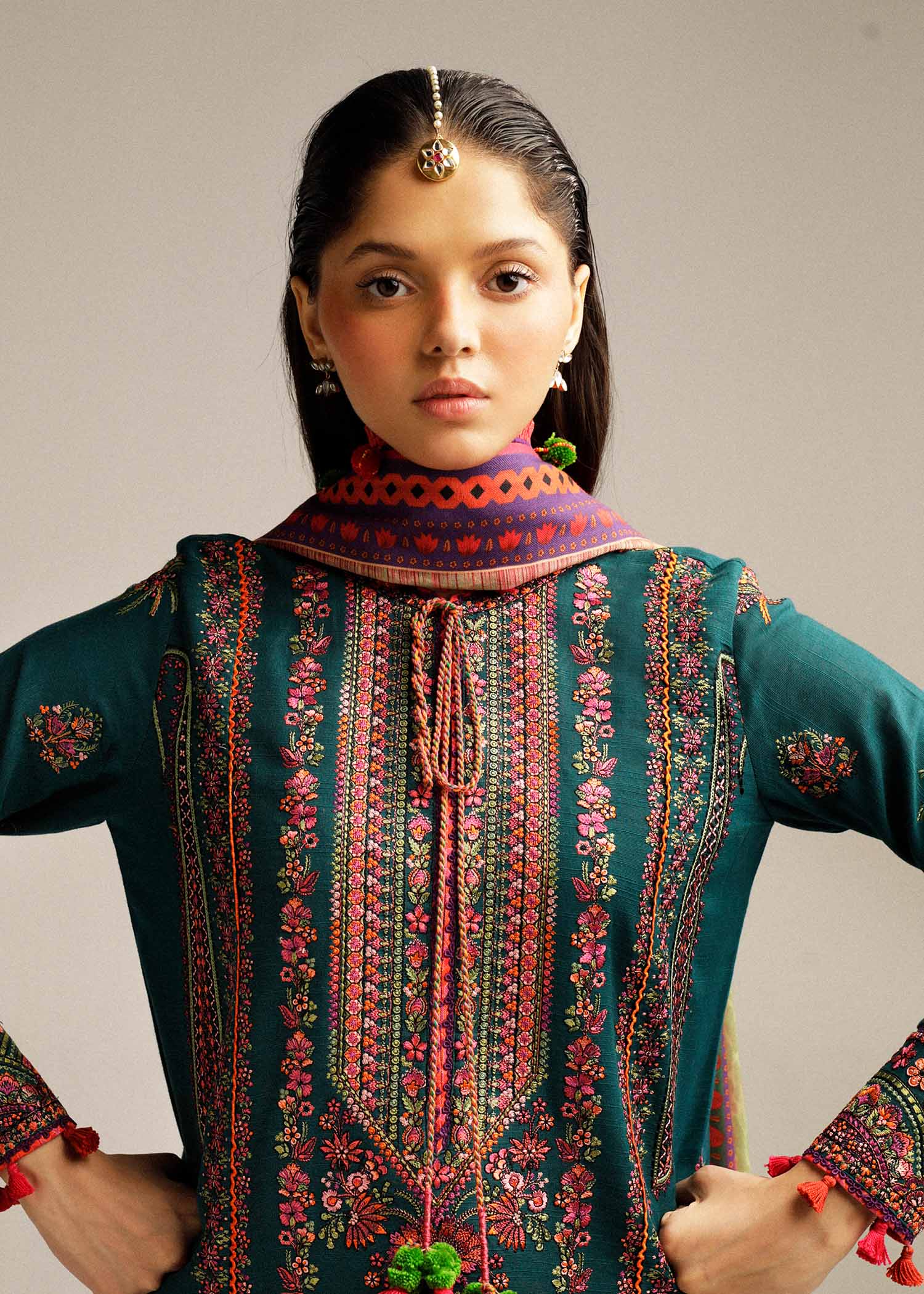 Hussain Rehar | Winter Shawl Khaddar 23 | Teal - Official Hussain Rehar stockist in UK - Sakeena London