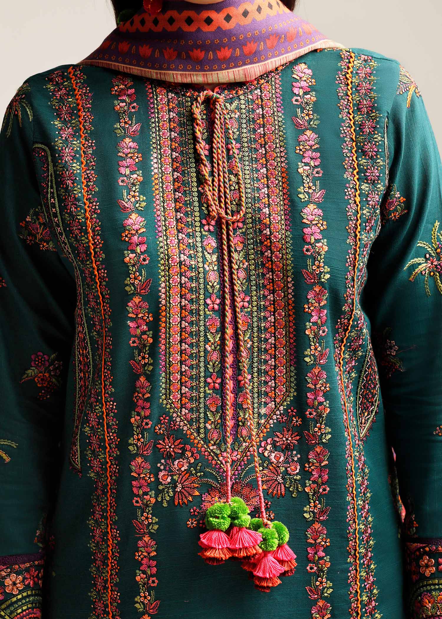 Hussain Rehar | Winter Shawl Khaddar 23 | Teal - Official Hussain Rehar stockist in UK - Sakeena London