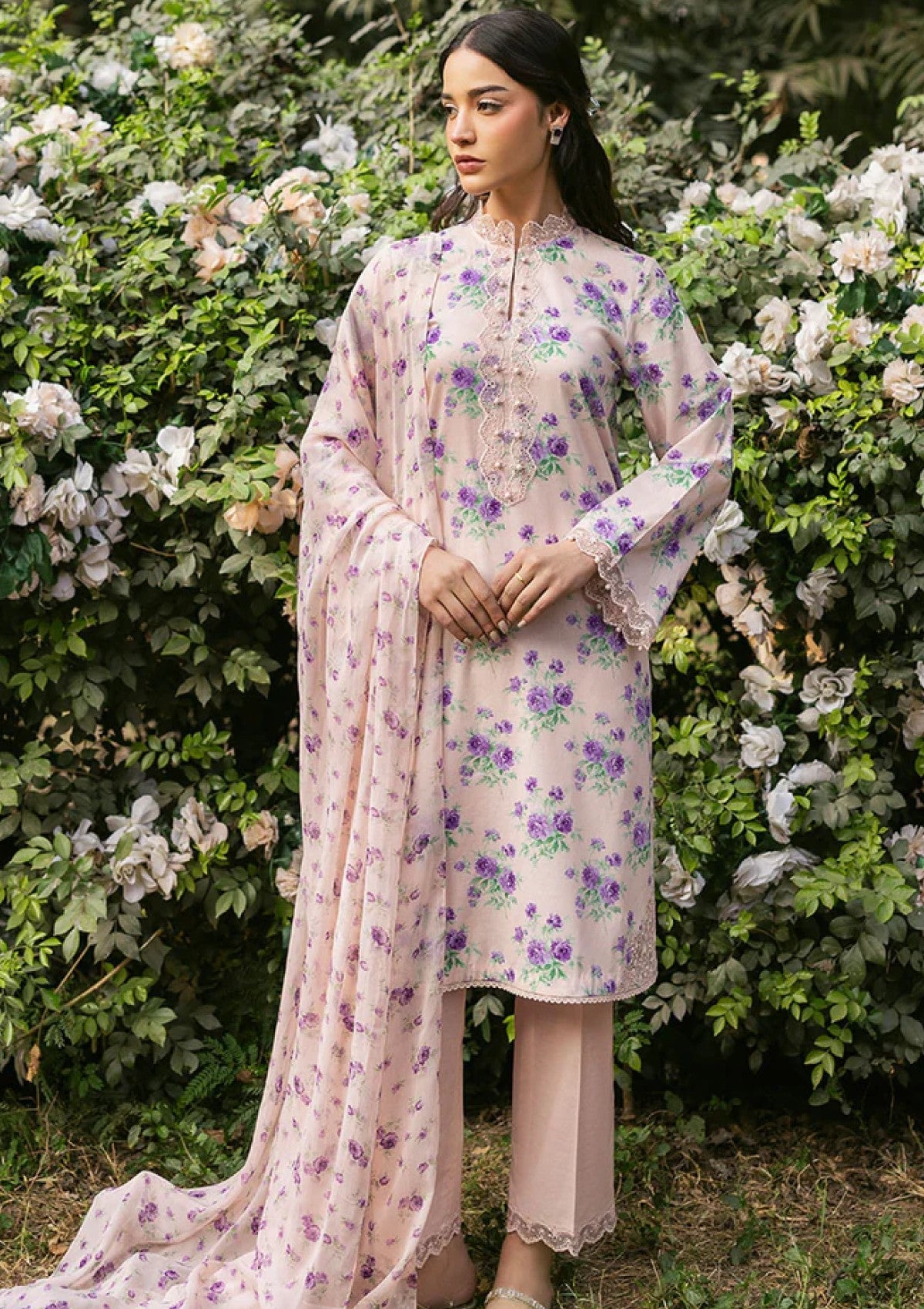Lawn - Cross Stitch - Unstitched Premium 25 - ROSY AFFAIR
