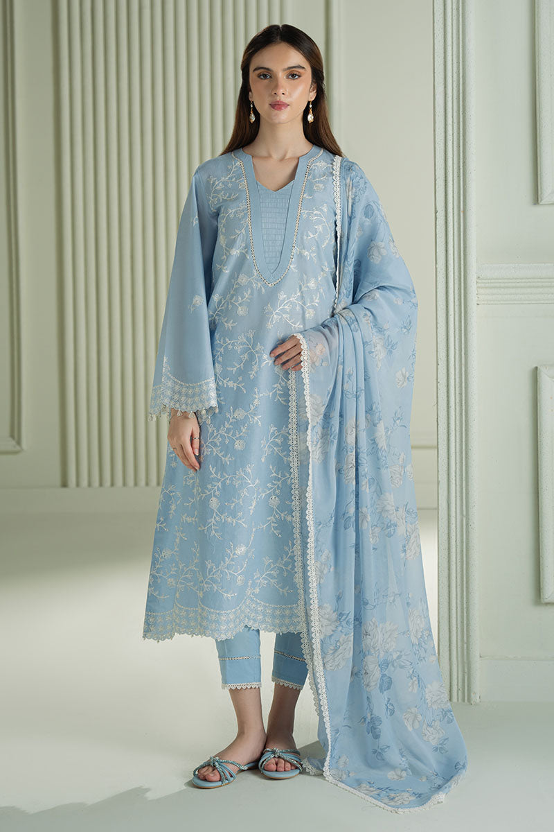 Mahnur | Twilight Luxury Lawn 25 | LAVENDER BLUE - Official Cross Stitch stockist in UK - Sakeena London