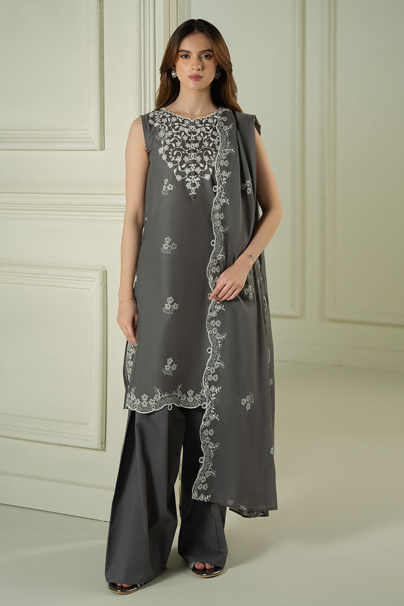Mahnur | Twilight Luxury Lawn 25 | FLORAL ASH - Official Cross Stitch stockist in UK - Sakeena London