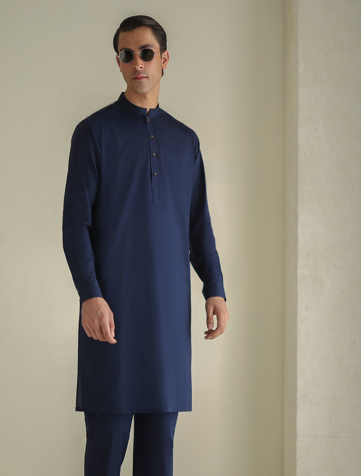 Pakistani Menswear | Ismail Farid - BLUE CLASSIC KURTA PAJAMA - Official Sakeena London Ltd. stockist in UK - Sakeena London