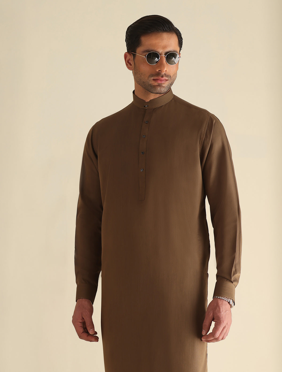 Pakistani Menswear | Ismail Farid - TAN KAMEEZ SHALWAR - Official Sakeena London Ltd. stockist in UK - Sakeena London