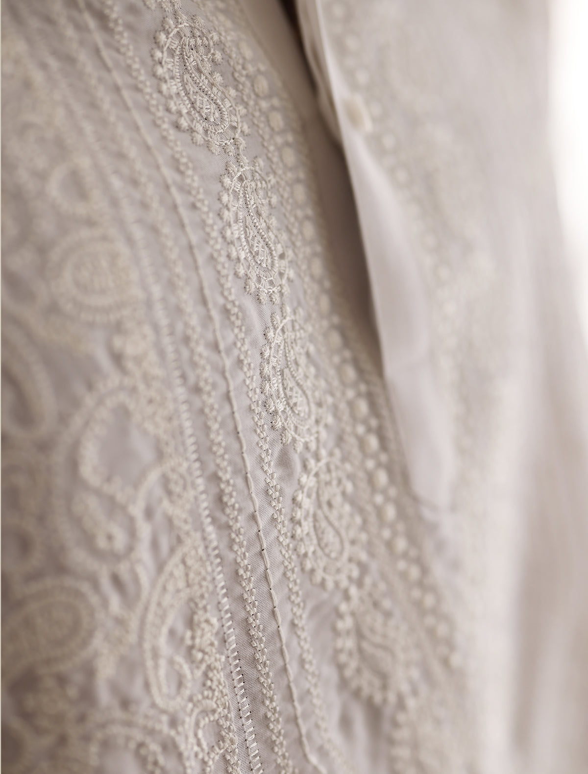 Pakistani Menswear | Ismail Farid - WHITE HEAVY EMBROIDERED KURTA - Official Sakeena London Ltd. stockist in UK - Sakeena London