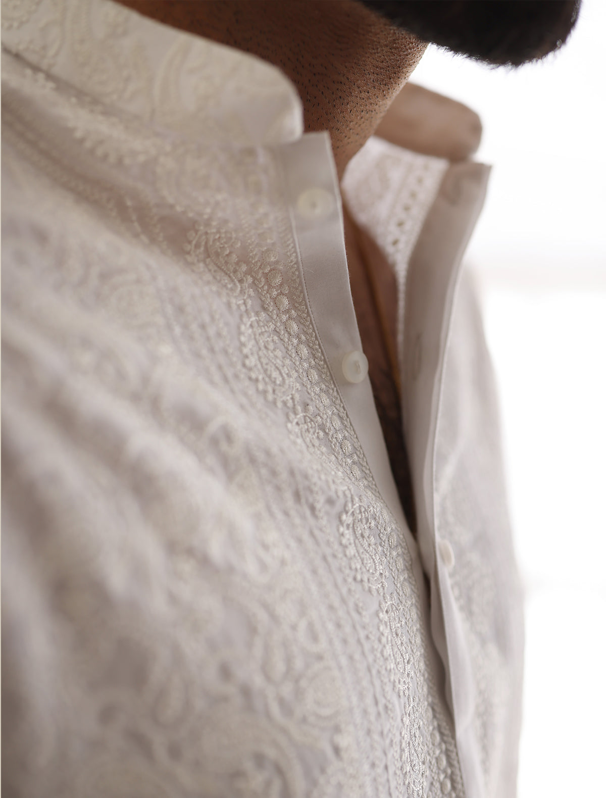 Pakistani Menswear | Ismail Farid - WHITE HEAVY EMBROIDERED KURTA - Official Sakeena London Ltd. stockist in UK - Sakeena London