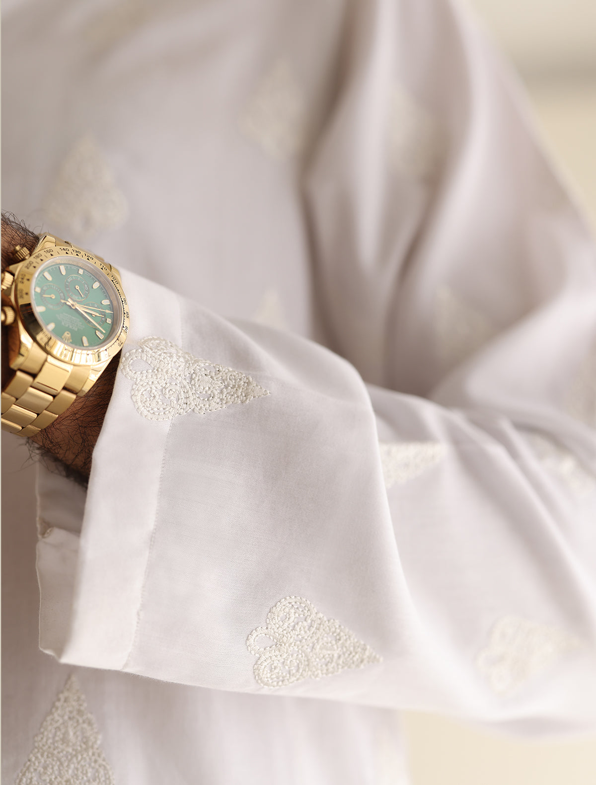 Pakistani Menswear | Ismail Farid - WHITE EMBROIDERED KURTA - Official Sakeena London Ltd. stockist in UK - Sakeena London