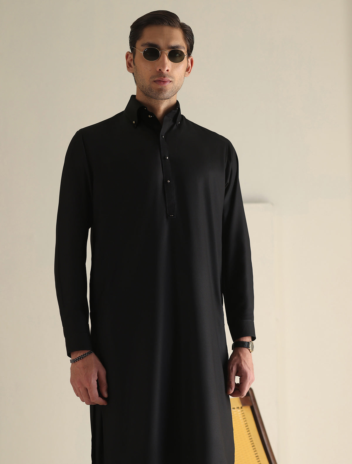 Pakistani Menswear | Ismail Farid - JET BLACK OUTFIT - Official Sakeena London Ltd. stockist in UK - Sakeena London