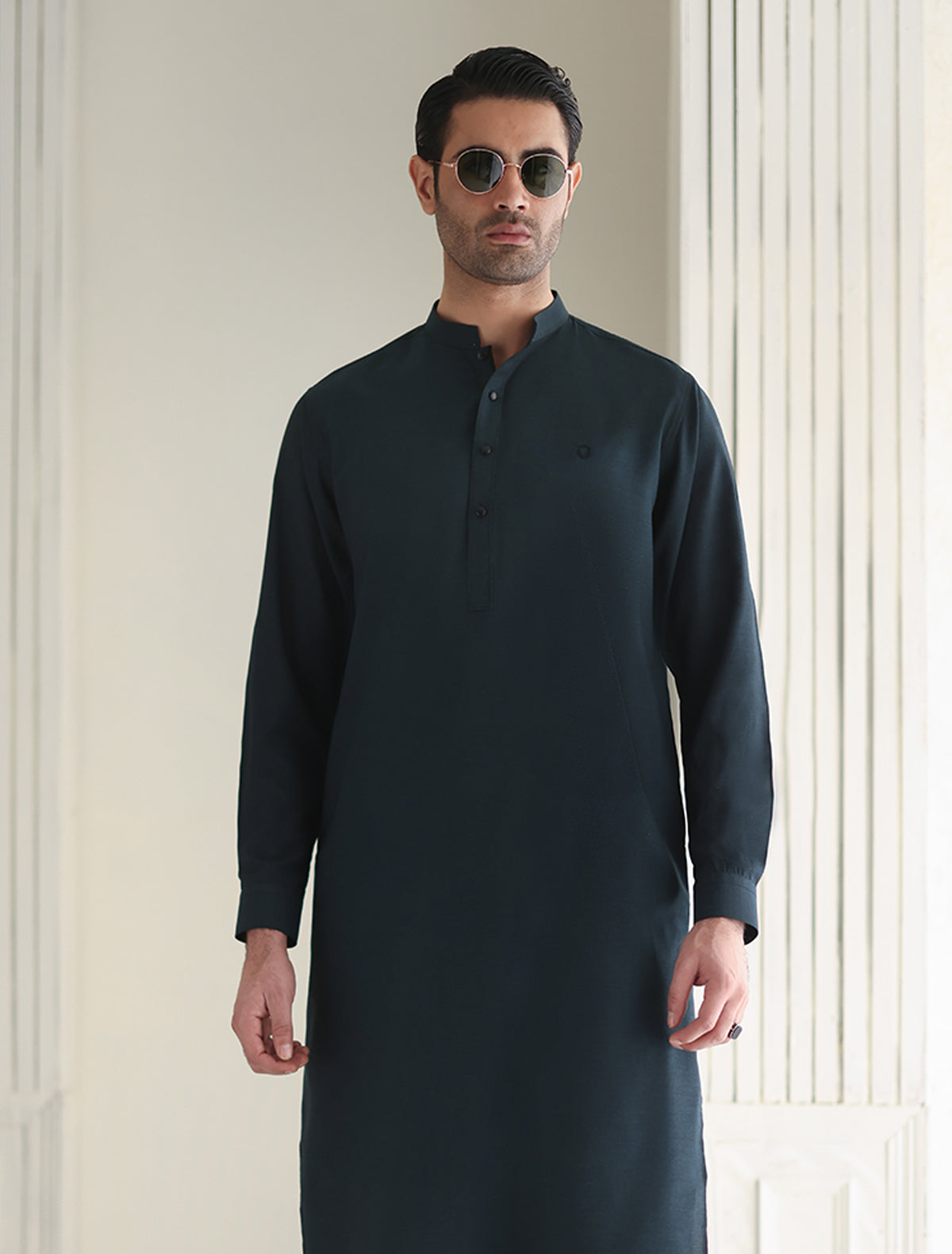 Pakistani Menswear | Ismail Farid - TEAL TEXTURED KAMEEZ SHALWAR - Official Sakeena London Ltd. stockist in UK - Sakeena London