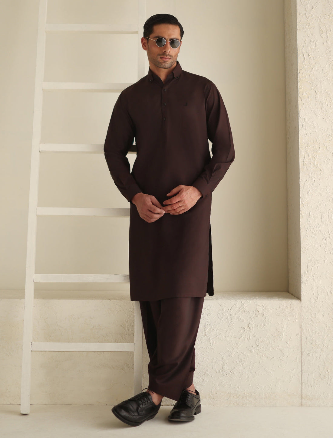 Pakistani Menswear | Ismail Farid - MAROON TEXTURED KAMEEZ SHALWAR - Official Sakeena London Ltd. stockist in UK - Sakeena London