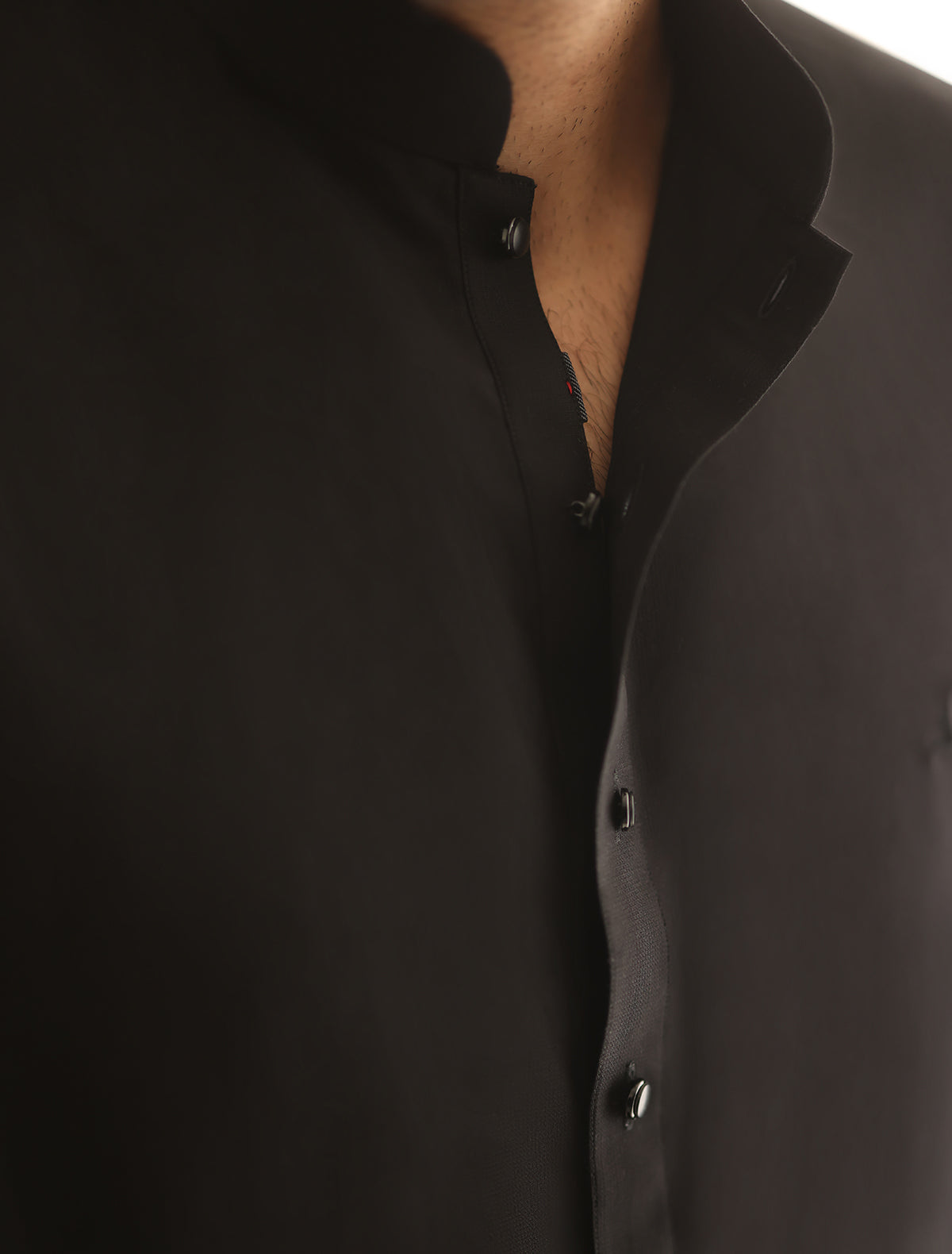 Pakistani Menswear | Ismail Farid - BLACK MANDARIN COLLAR KAMEEZ SHALWAR - Official Sakeena London Ltd. stockist in UK - Sakeena London