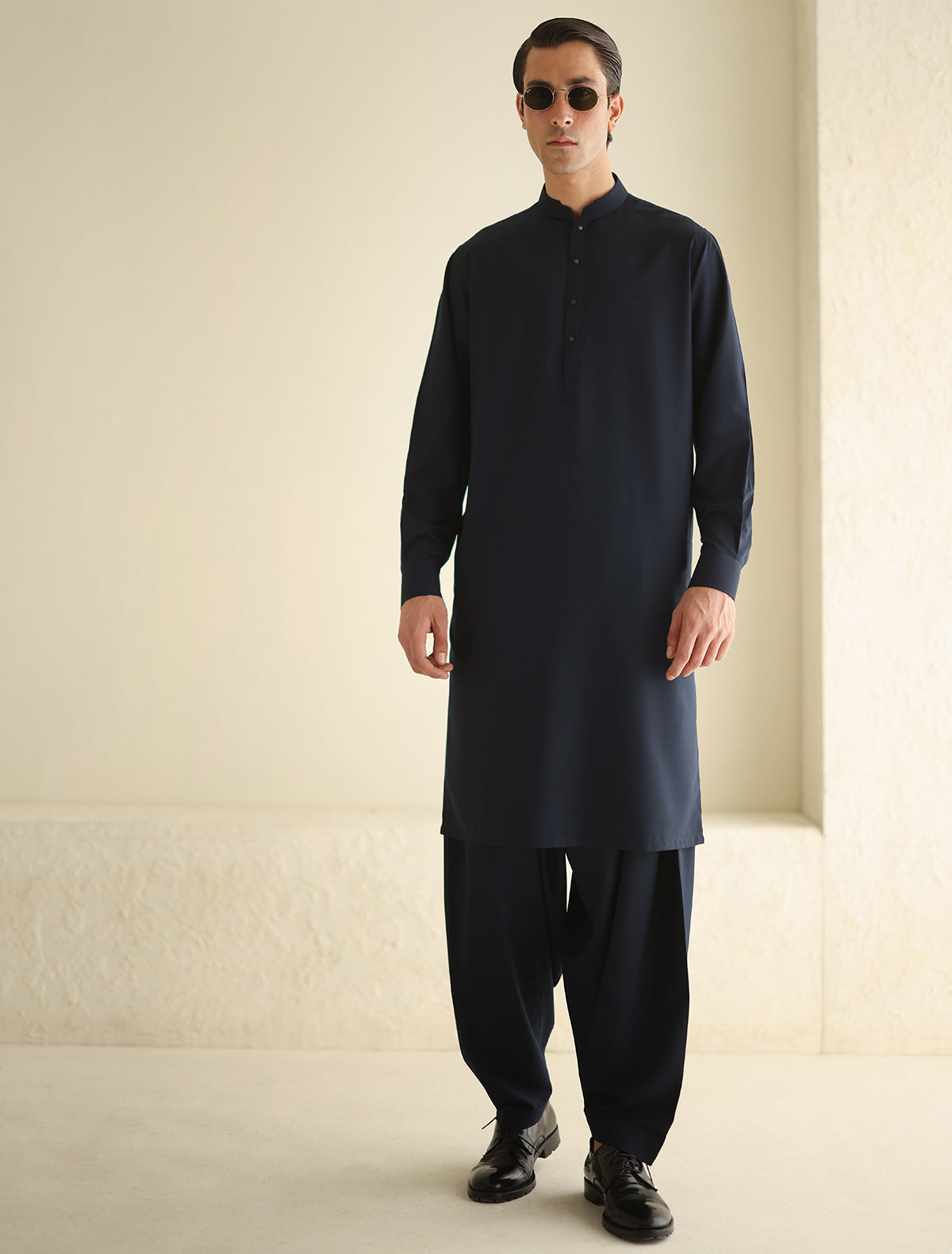 Pakistani Menswear | Ismail Farid - NAVY KAMEEZ SHALWAR - Official Sakeena London Ltd. stockist in UK - Sakeena London