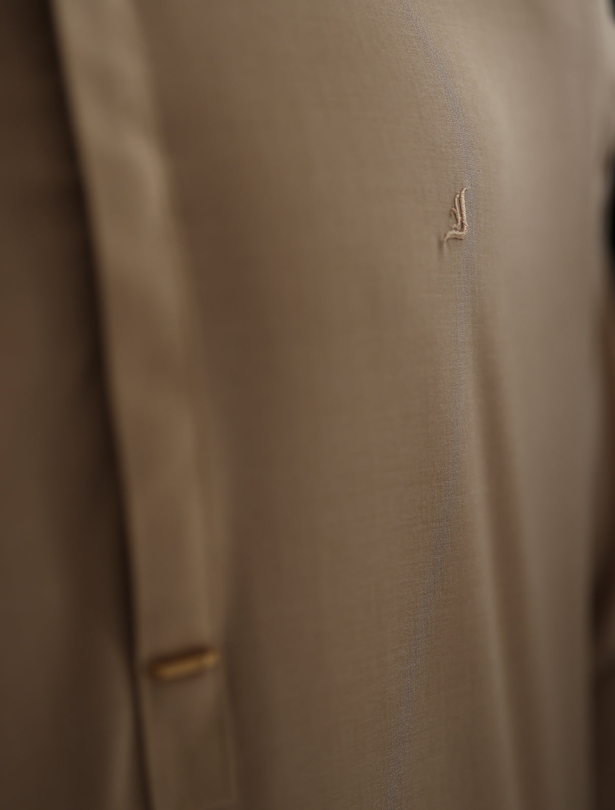 Pakistani Menswear | Ismail Farid - BEIGE LOGO-EMBROIDERED KAMEEZ SHALWAR - Official Sakeena London Ltd. stockist in UK - Sakeena London