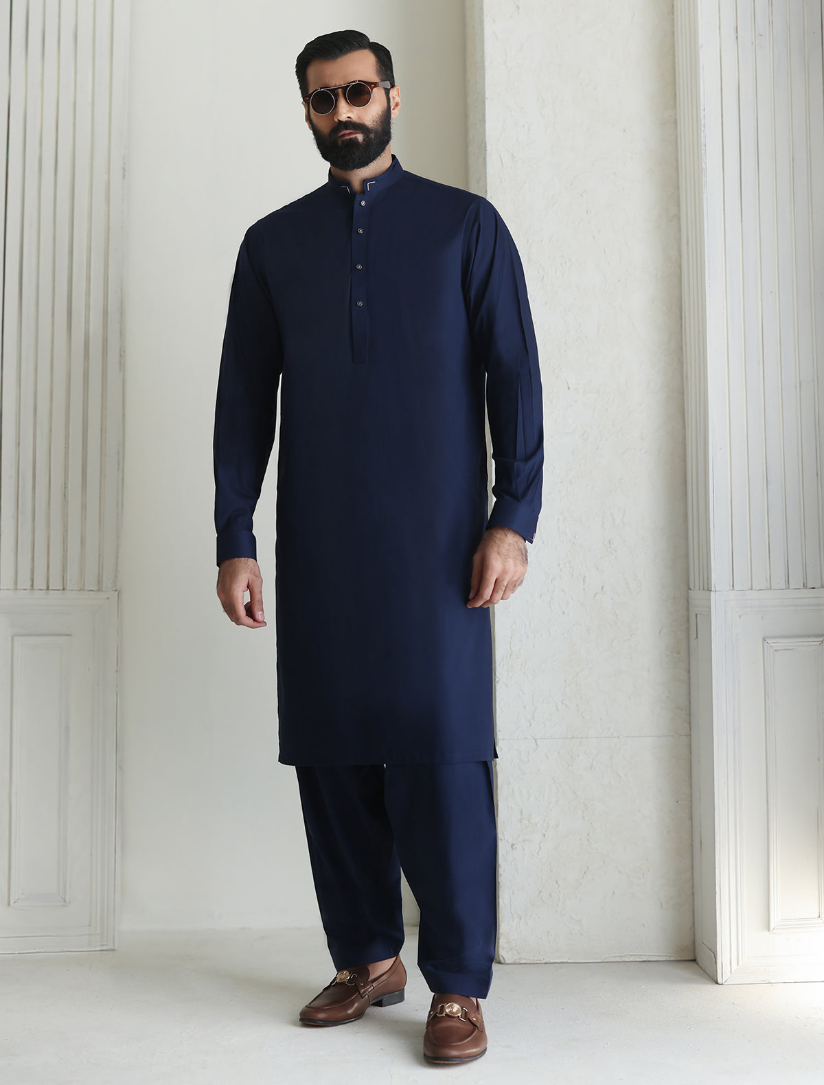 Pakistani Menswear | Ismail Farid - BLUE PREMIUM KAMEEZ SHALWAR - Official Sakeena London Ltd. stockist in UK - Sakeena London