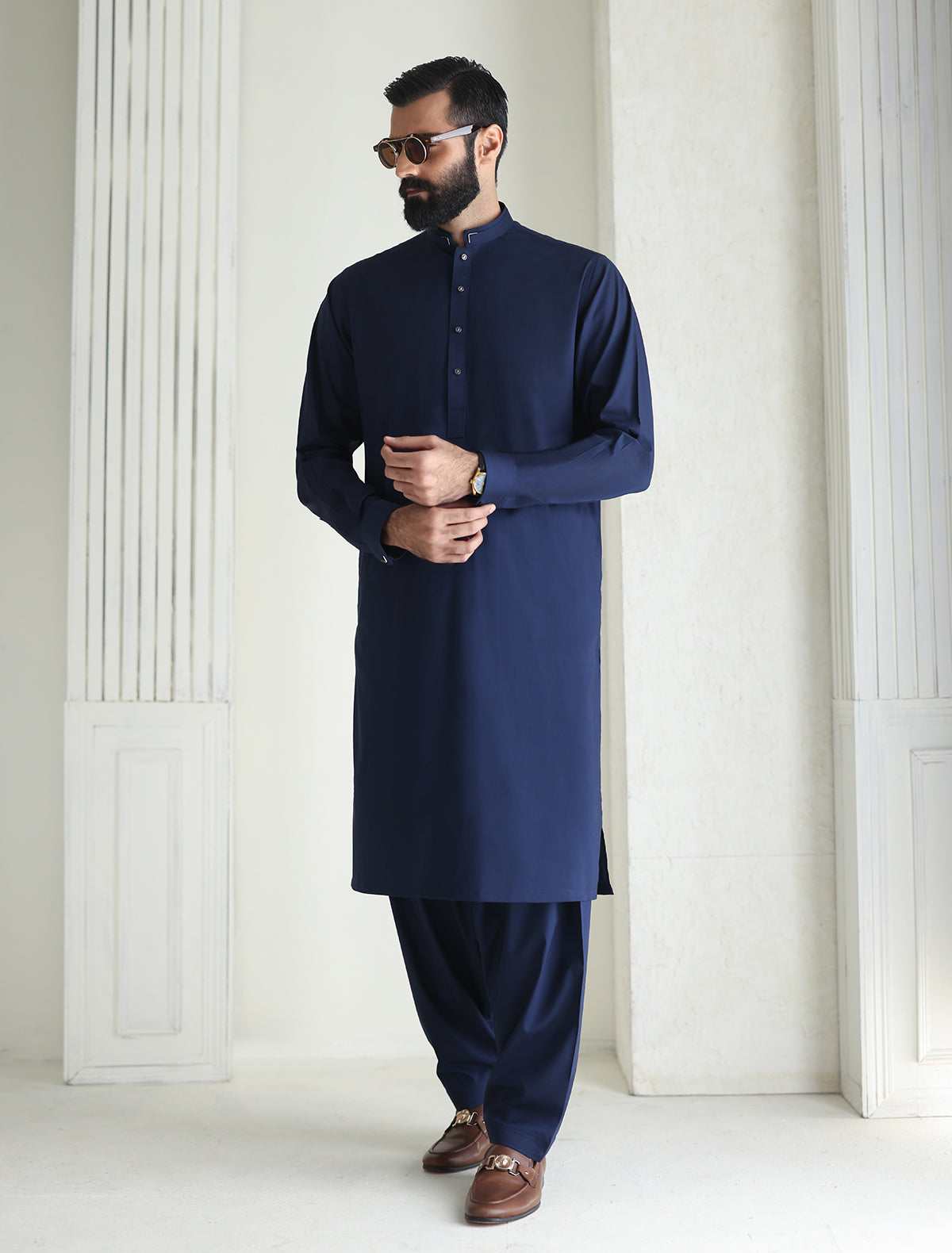 Pakistani Menswear | Ismail Farid - BLUE PREMIUM KAMEEZ SHALWAR - Official Sakeena London Ltd. stockist in UK - Sakeena London