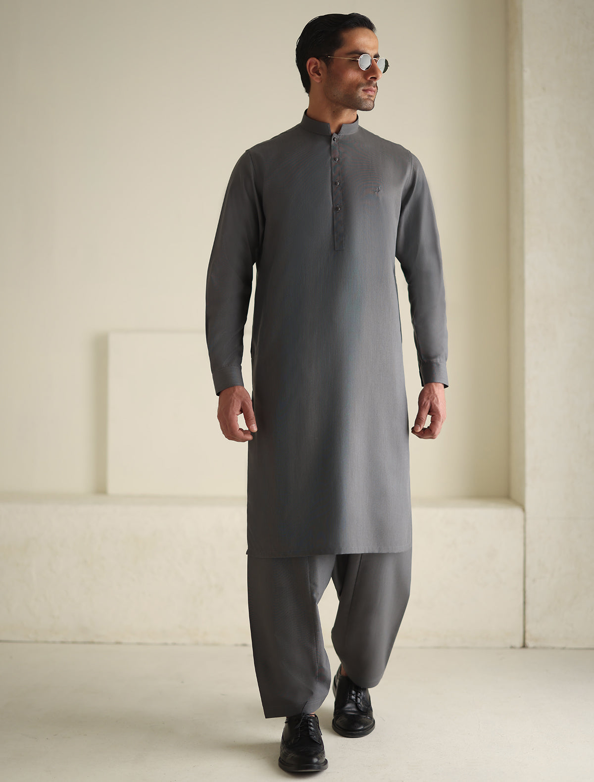 Pakistani Menswear | Ismail Farid - STEEL GREY KAMEEZ SHALWAR - Official Sakeena London Ltd. stockist in UK - Sakeena London