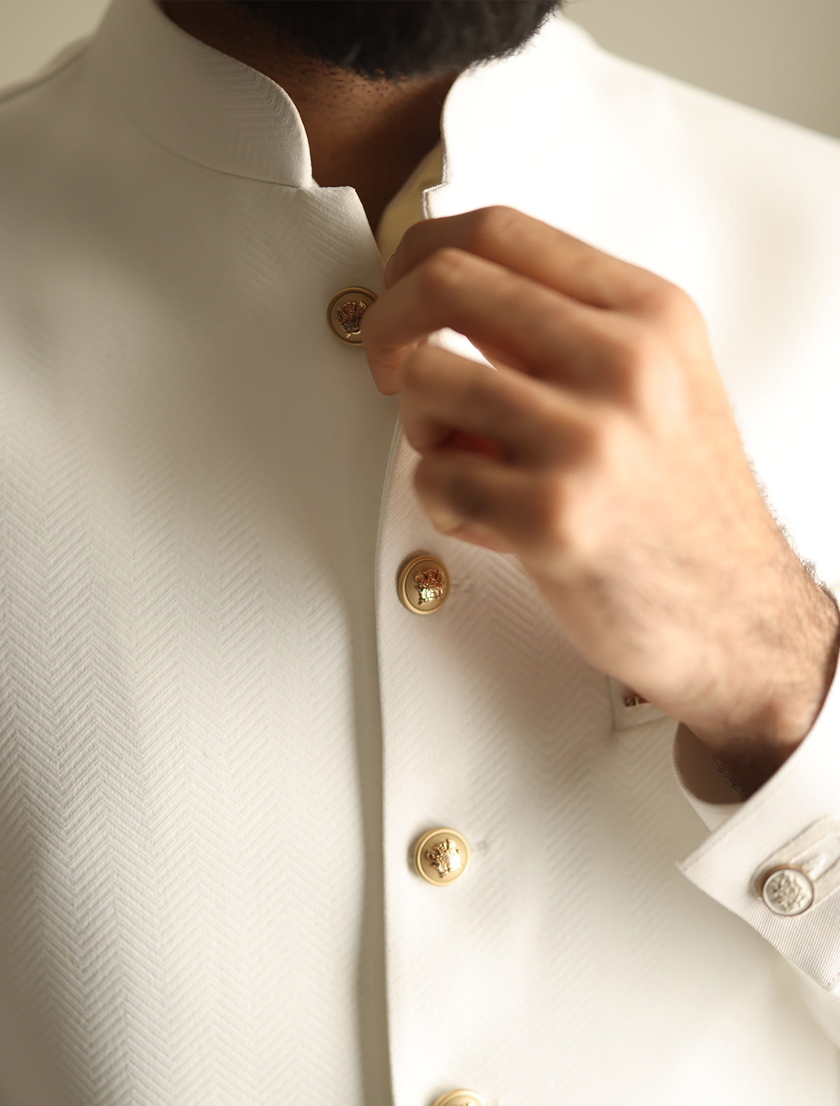 Pakistani Menswear | Ismail Farid - HERRINGBONE WAISTCOAT - Official Sakeena London Ltd. stockist in UK - Sakeena London