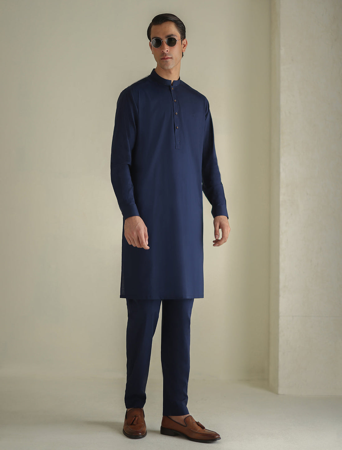 Pakistani Menswear | Ismail Farid - BLUE CLASSIC KURTA PAJAMA - Official Sakeena London Ltd. stockist in UK - Sakeena London