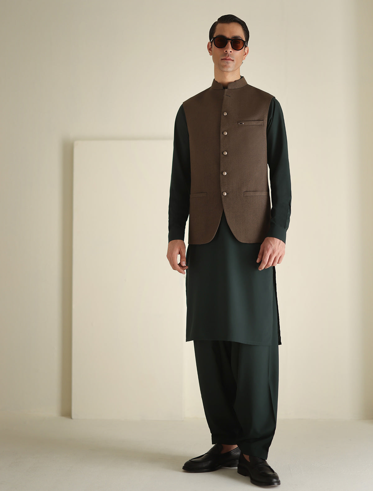 Pakistani Menswear | Ismail Farid - BROWN WAISTCOAT - Official Sakeena London Ltd. stockist in UK - Sakeena London