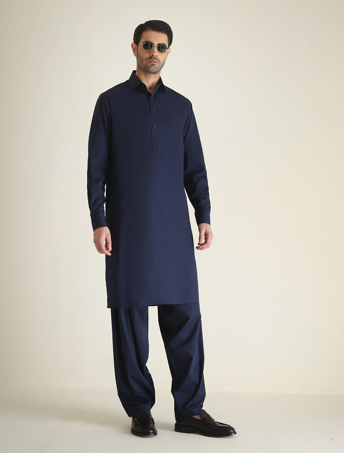 Pakistani Menswear | Ismail Farid - BLUE CLASSIC KAMEEZ SHALWAR - Official Sakeena London Ltd. stockist in UK - Sakeena London