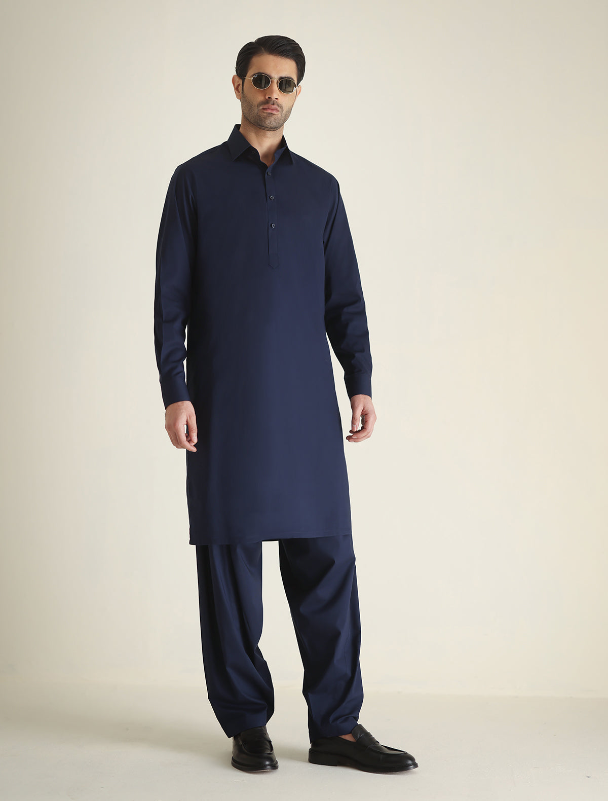 Pakistani Menswear | Ismail Farid - BLUE CLASSIC KAMEEZ SHALWAR - Official Sakeena London Ltd. stockist in UK - Sakeena London