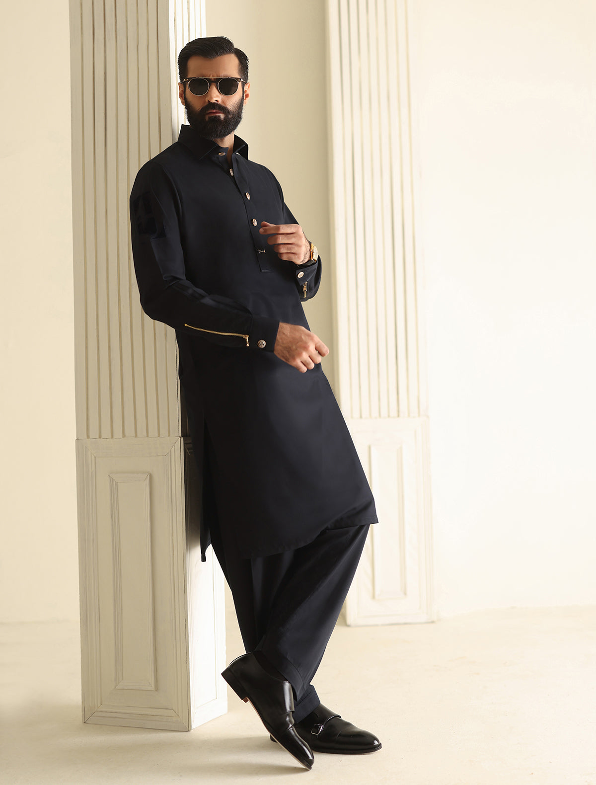 Pakistani Menswear | Ismail Farid - BLUE LIMITED EDITION KAMEEZ SHALWAR - Official Sakeena London Ltd. stockist in UK - Sakeena London