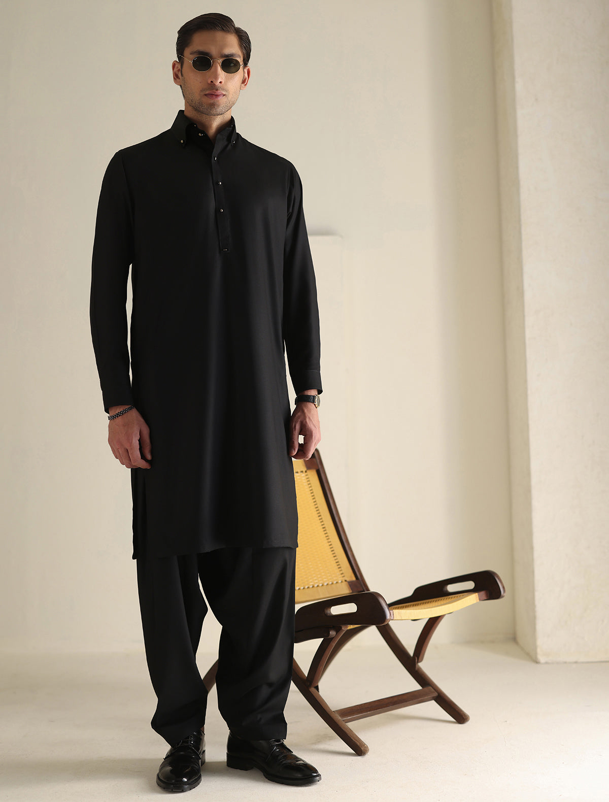 Pakistani Menswear | Ismail Farid - JET BLACK OUTFIT - Official Sakeena London Ltd. stockist in UK - Sakeena London