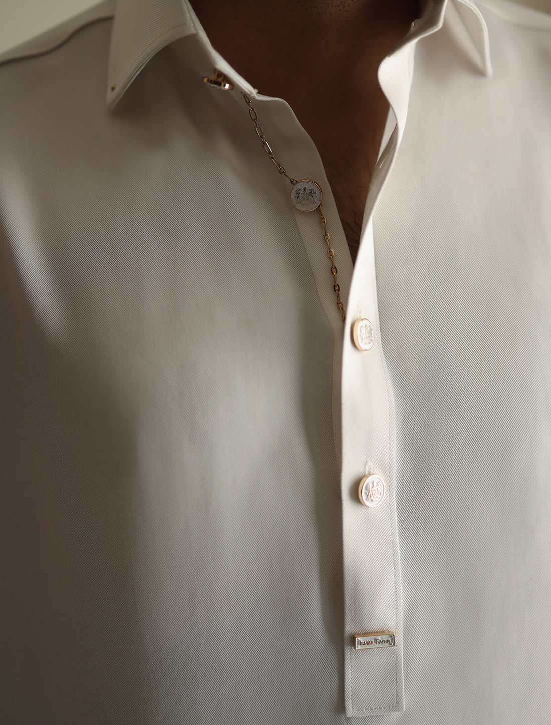 Pakistani Menswear | Ismail Farid - PEARL WHITE APPLIQUE KAMEEZ SHALWAR - Official Sakeena London Ltd. stockist in UK - Sakeena London