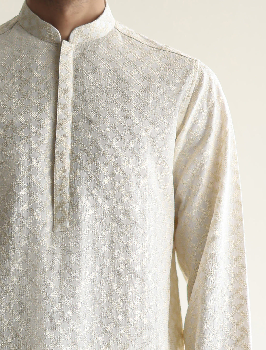 Pakistani Menswear | Ismail Farid - OFF-WHITE EMBROIDERED KURTA - Official Sakeena London Ltd. stockist in UK - Sakeena London