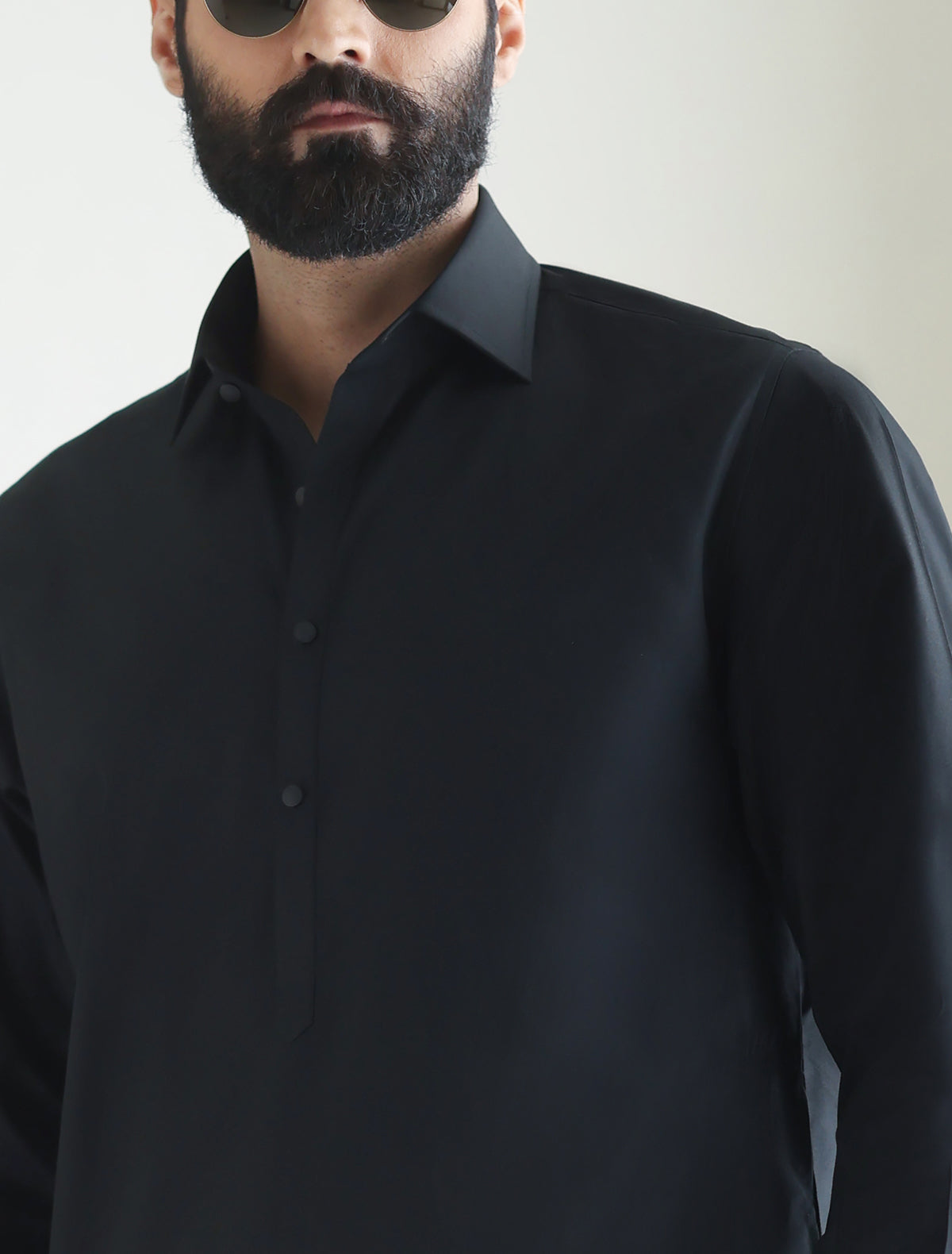 Pakistani Menswear | Ismail Farid - BLACK KAMEEZ SHALWAR - Official Sakeena London Ltd. stockist in UK - Sakeena London