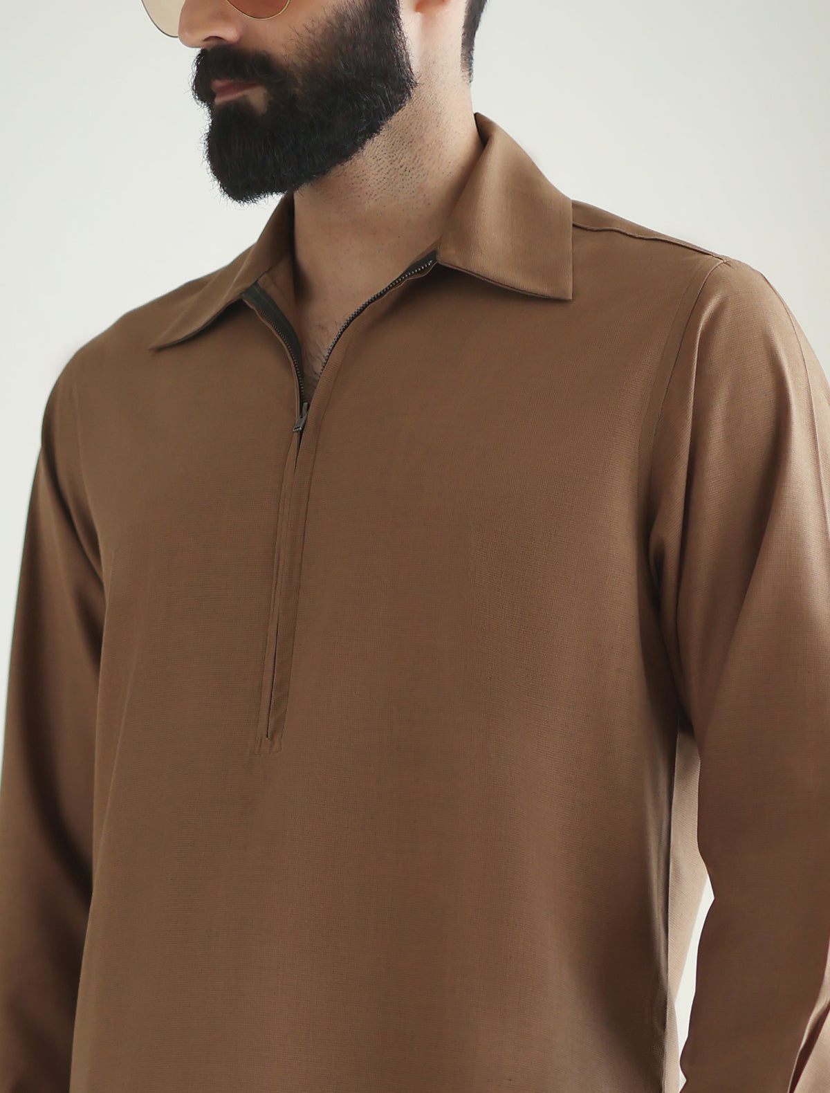 Pakistani Menswear | Ismail Farid - TAN DESIGNER KURTA PAJAMA - Official Sakeena London Ltd. stockist in UK - Sakeena London