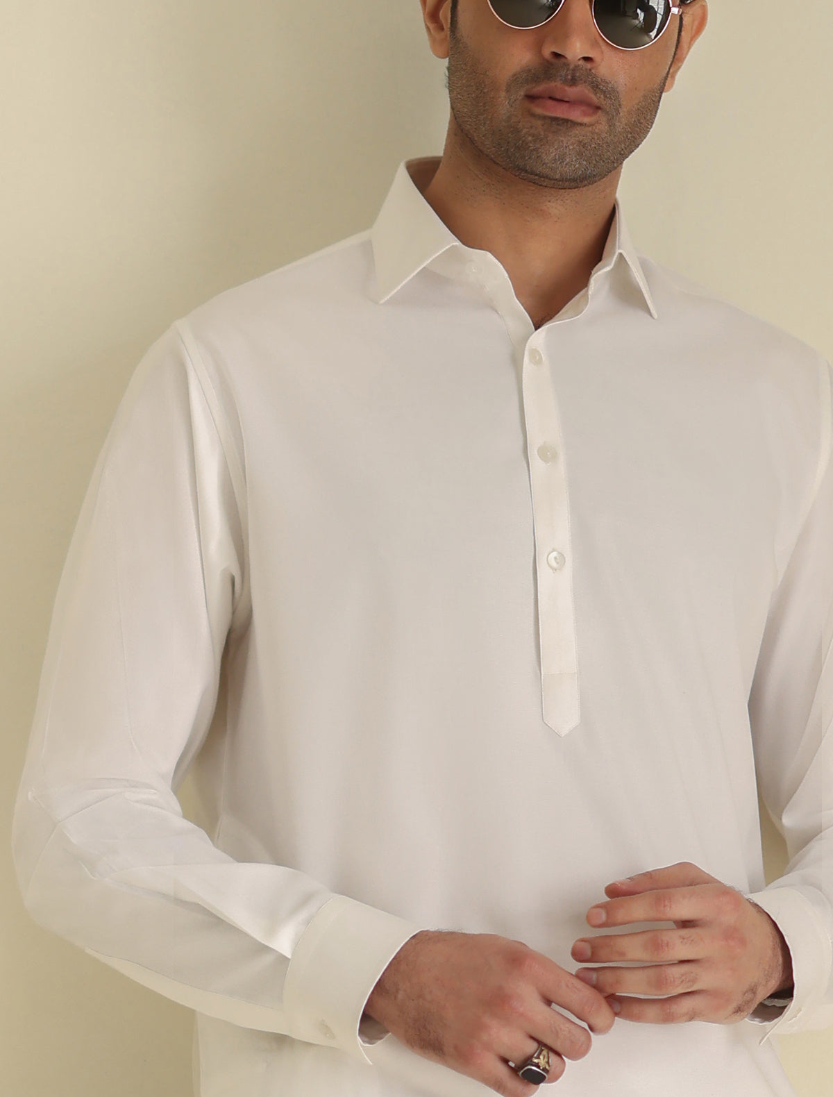Pakistani Menswear | Ismail Farid - WHITE CLASSIC KAMEEZ SHALWAR - Official Sakeena London Ltd. stockist in UK - Sakeena London
