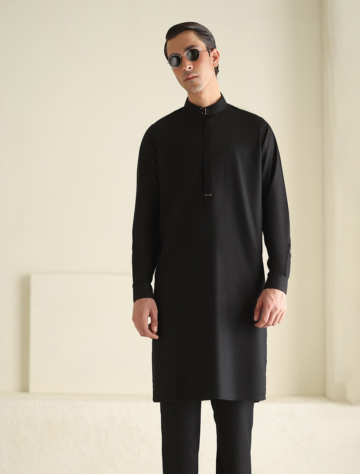 Pakistani Menswear | Ismail Farid RICH BLACK KURTA PAJAMA- - Official Sakeena London Ltd. stockist in UK - Sakeena London