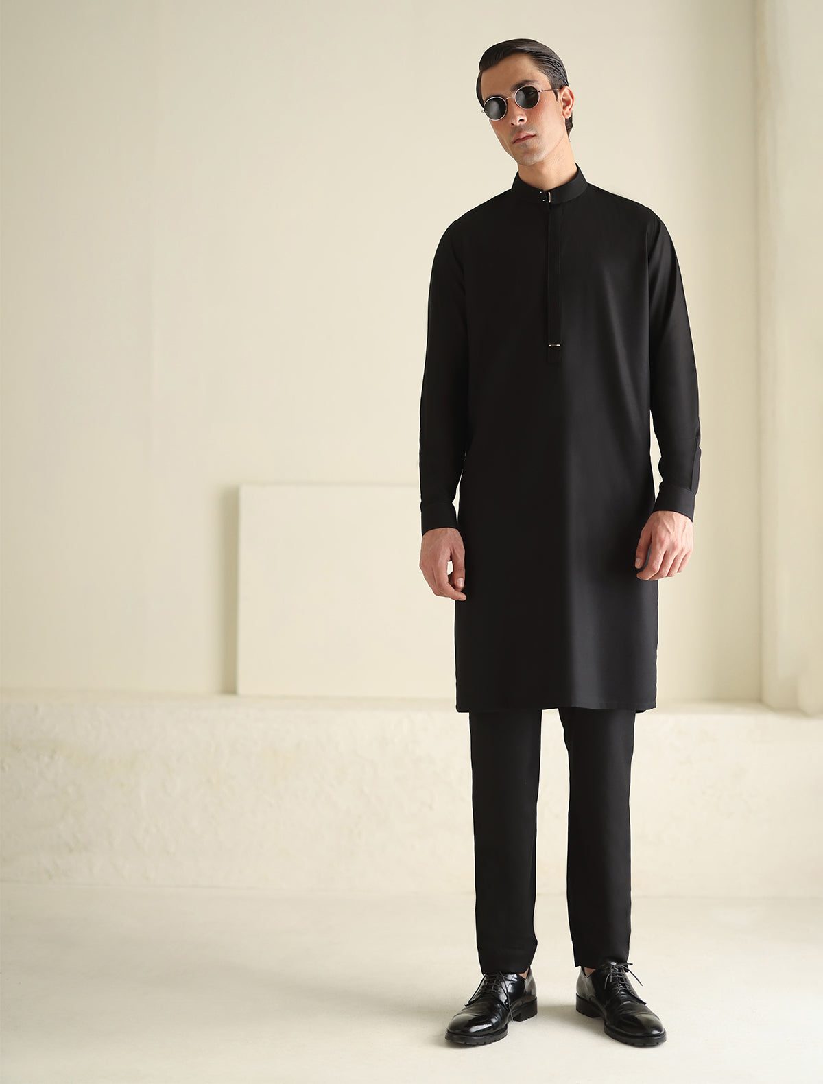 Pakistani Menswear | Ismail Farid RICH BLACK KURTA PAJAMA- - Official Sakeena London Ltd. stockist in UK - Sakeena London