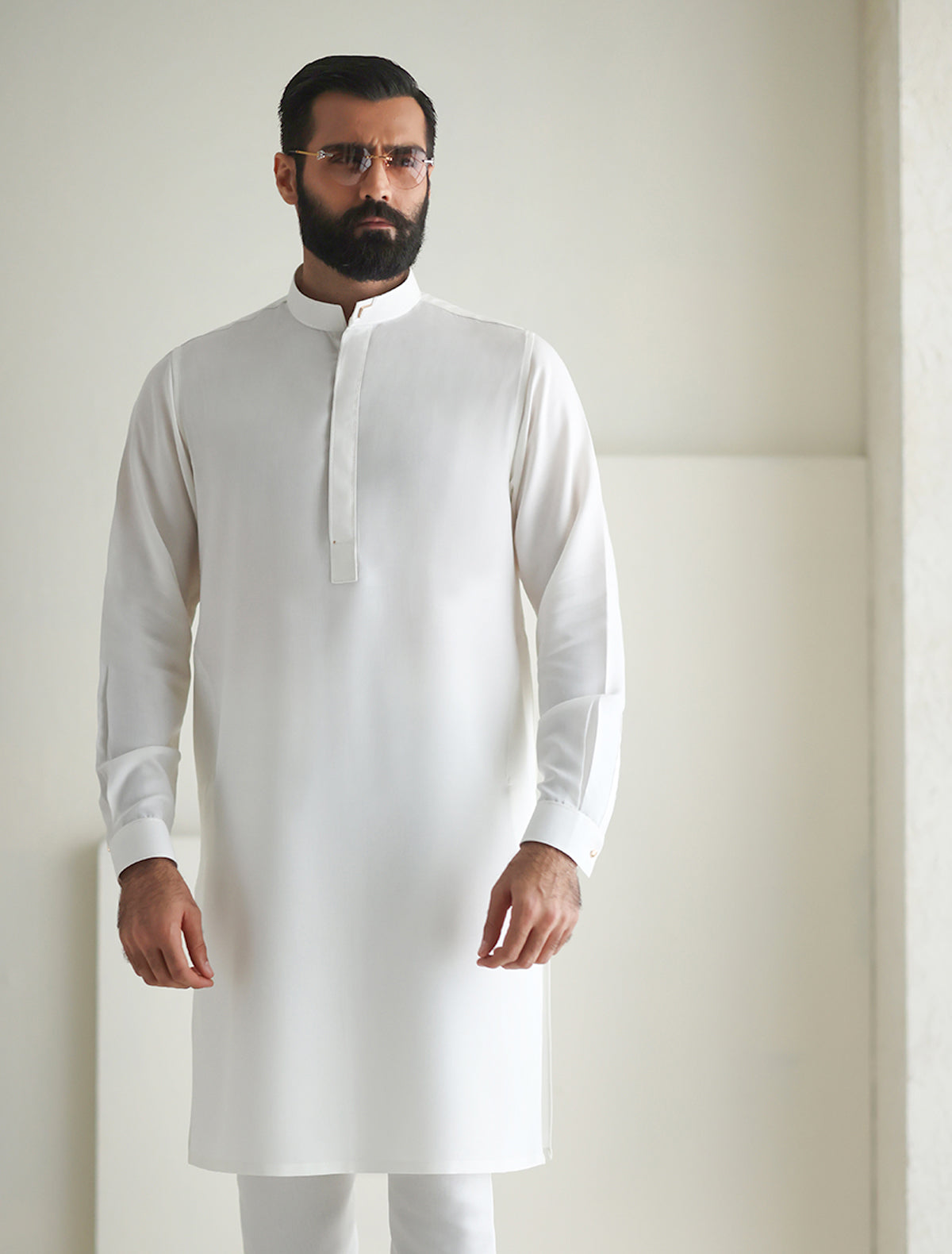 Pakistani Menswear | Ismail Farid - OFF-WHITE KURTA PAJAMA - Official Sakeena London Ltd. stockist in UK - Sakeena London