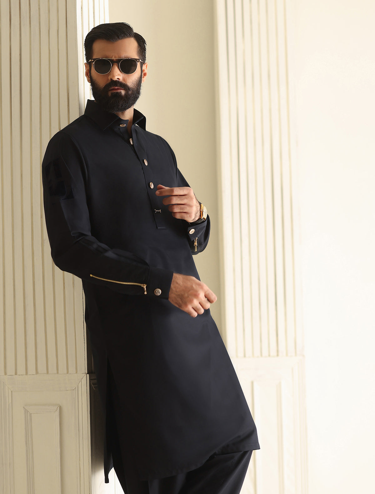 Pakistani Menswear | Ismail Farid - BLUE LIMITED EDITION KAMEEZ SHALWAR - Official Sakeena London Ltd. stockist in UK - Sakeena London