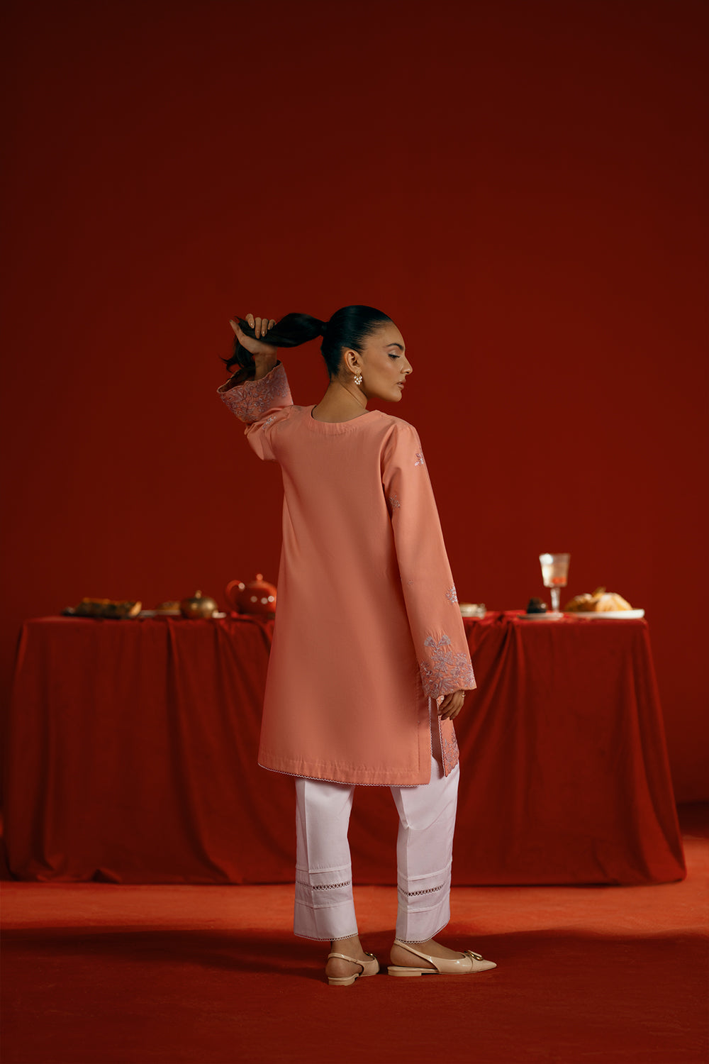 Saira Rizwan | Joolie Co ords | JOOLIE PEACH - JBP25-05 - Official Sakeena London stockist in UK - Sakeena London