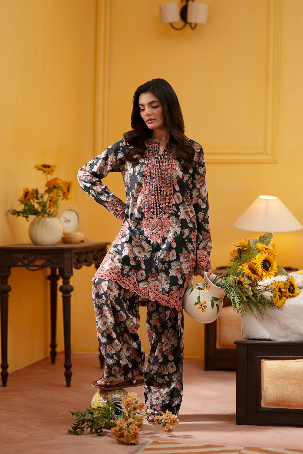 Saira Rizwan | Joolie Co ords | CHARCOAL-JBP25-02 - Official Saira Rizwan stockist in UK - Sakeena London