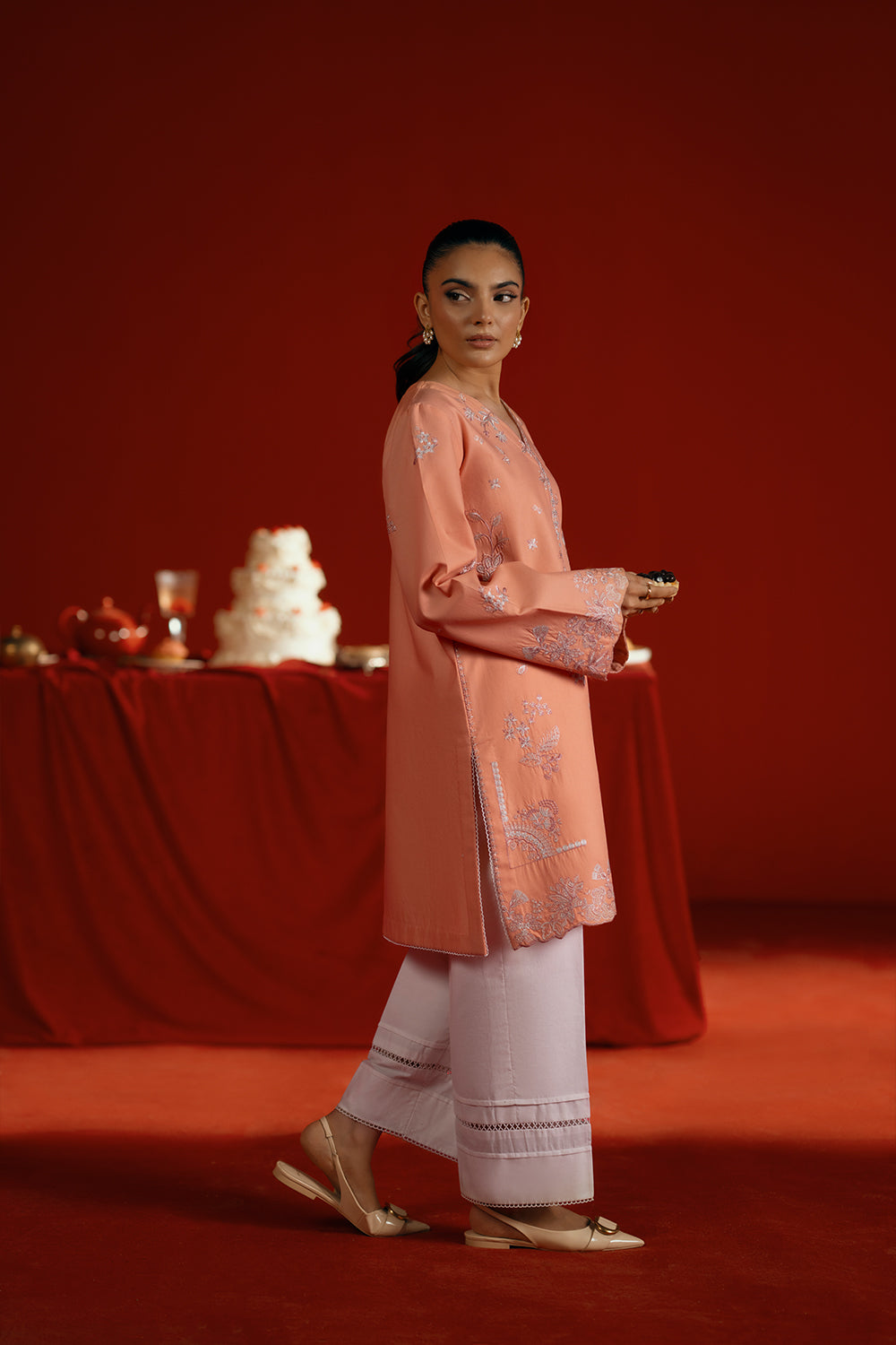 Saira Rizwan | Joolie Co ords | JOOLIE PEACH - JBP25-05 - Official Sakeena London stockist in UK - Sakeena London