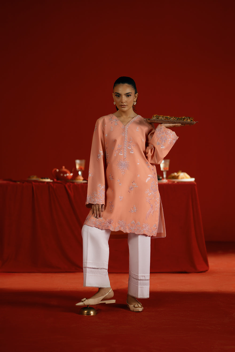 Saira Rizwan | Joolie Co ords | JOOLIE PEACH - JBP25-05 - Official Sakeena London stockist in UK - Sakeena London