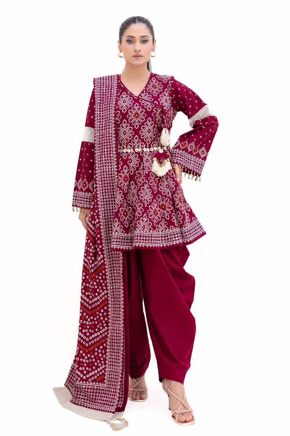 Gul Ahmed | Winter Collection 24 | Thick Khaddar Suit K-42002 T - Official Gul Ahmed stockist in UK - Sakeena London