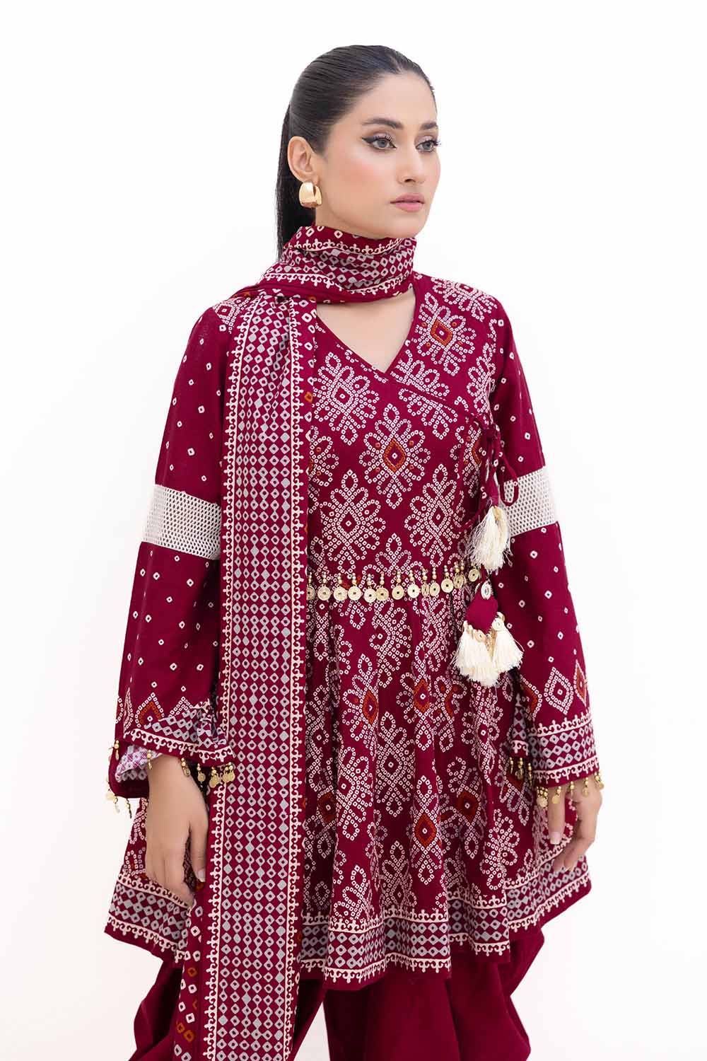 Gul Ahmed | Winter Collection 24 | Thick Khaddar Suit K-42002 T - Official Gul Ahmed stockist in UK - Sakeena London