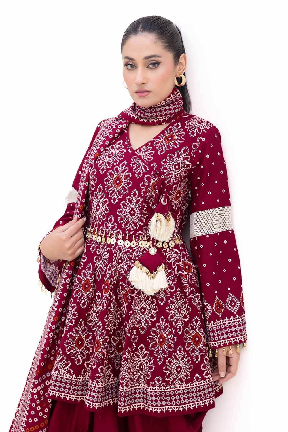 Gul Ahmed | Winter Collection 24 | Thick Khaddar Suit K-42002 T - Official Gul Ahmed stockist in UK - Sakeena London