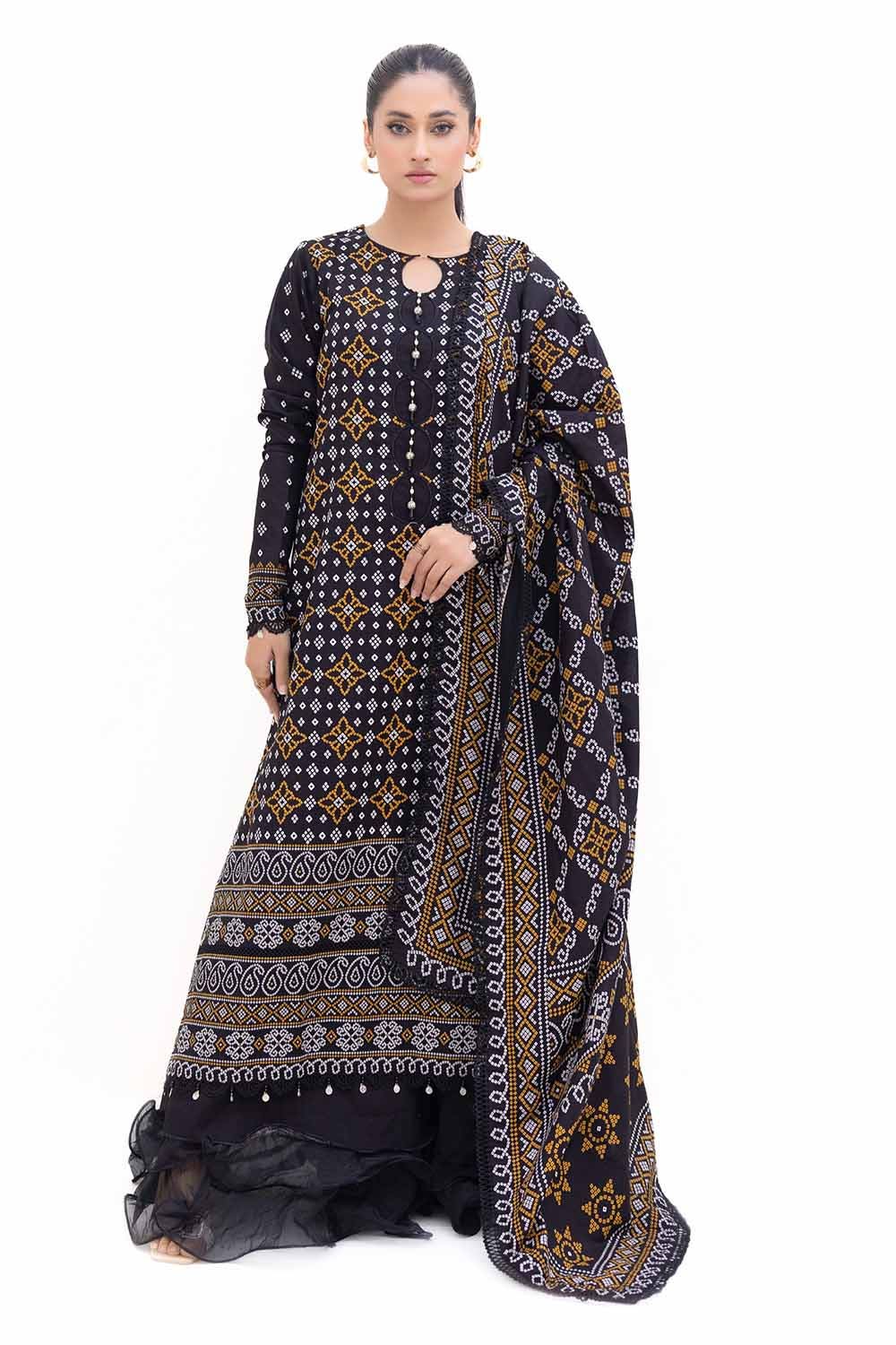 Gul Ahmed | Winter Collection 24 | Light Khaddar Suit K-42003 L - Official Gul Ahmed stockist in UK - Sakeena London