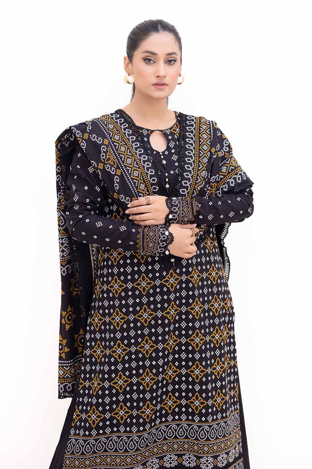 Gul Ahmed | Winter Collection 24 | Light Khaddar Suit K-42003 L - Official Gul Ahmed stockist in UK - Sakeena London